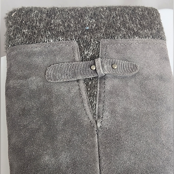 BareTraps Gray Sweater Cuff & Suede Faux Fur Lined Tall Boots 9 M Warm Winter - Picture 10 of 12